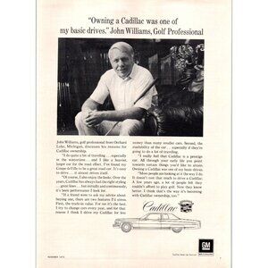 1974 Cadillac Eldorado Coupe Vintage Print Ad John Williams Golf Pro Wall Art